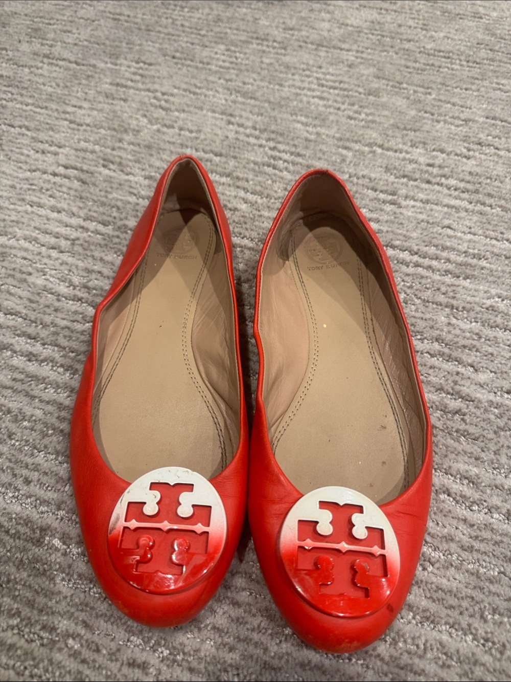 Tory Burch Red Patent Logo Round-Toe Ballet Flats 10
